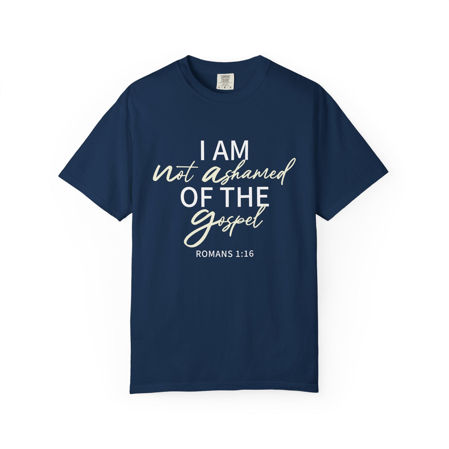 Romans 1:16 T-Shirt — Beige 100% Cotton