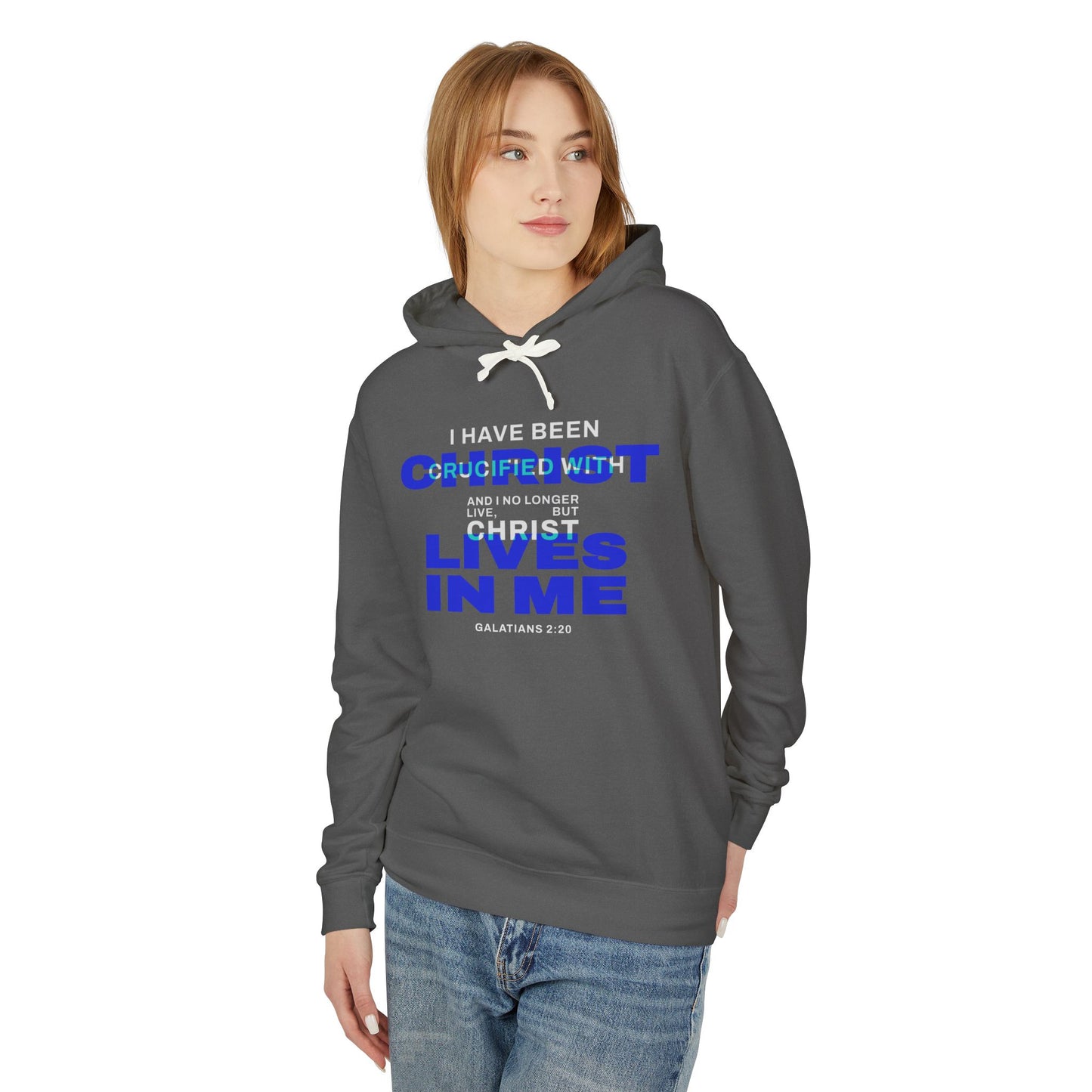 I have been Crucified with Christ "Galatians 2:20"  Blue 100% Cotton Unisex Hoodie