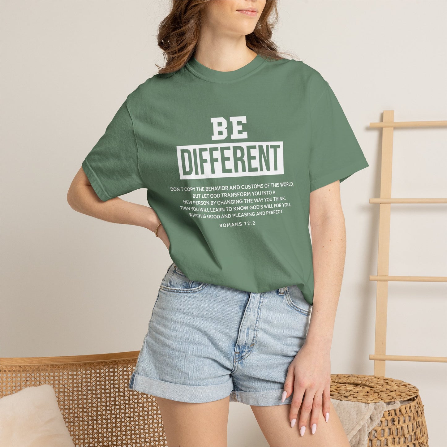 Be Different Romans 12:2 T-Shirt — Christian Faith Graphic T-shirt