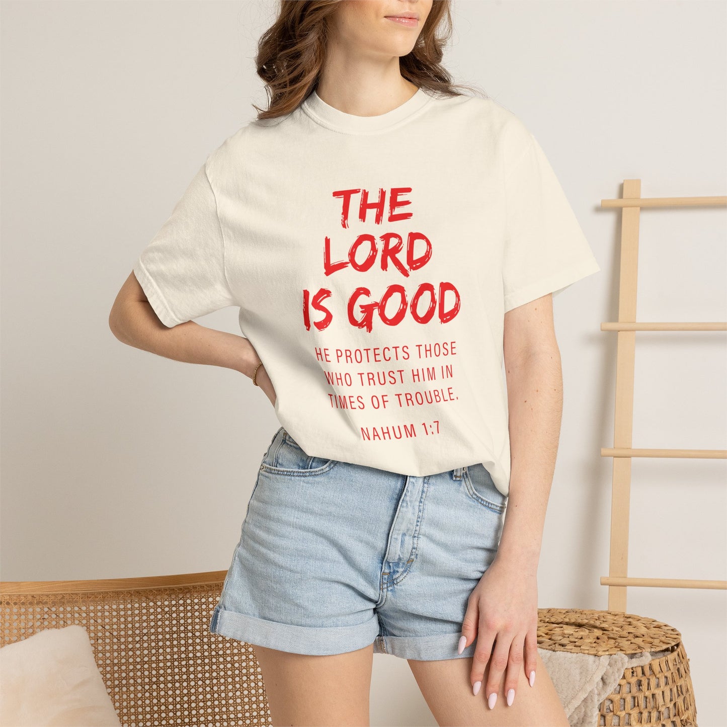 The Lord is Good "Nahum 1:7" Red T-Shirt