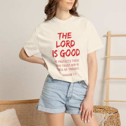 The Lord is Good "Nahum 1:7" Red T-Shirt