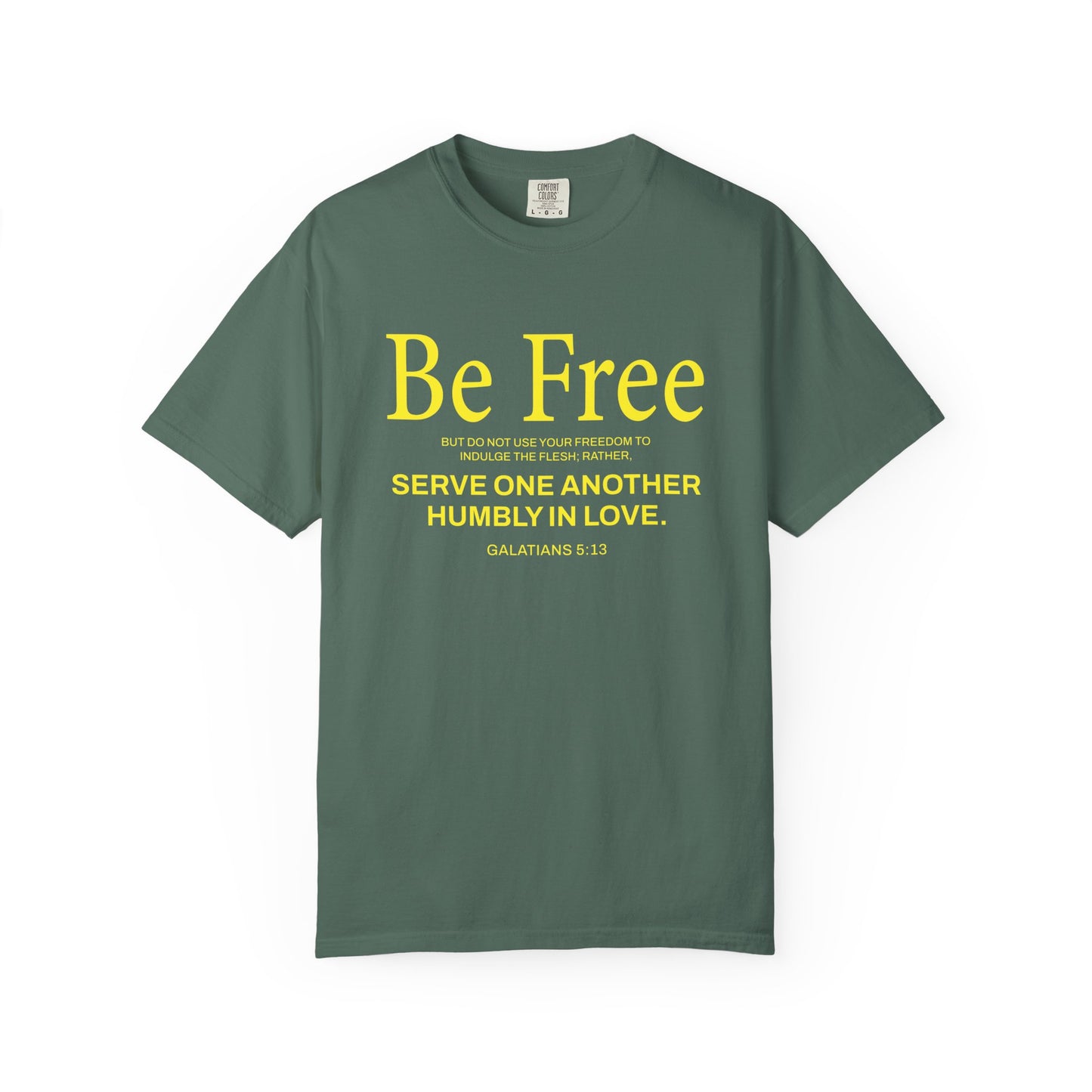 Be Free "Galatians 5:13" Yellow 100% Cotton T-Shirt