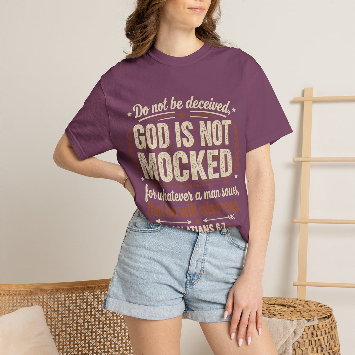 Christian T-Shirt — "God Is Not Mocked" Galatians 6:7 Inspirational Tee