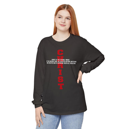 CHRIST the visible image of the invisible God Long Sleeve T‑Shirt — Inspirational Christian Scripture Tee