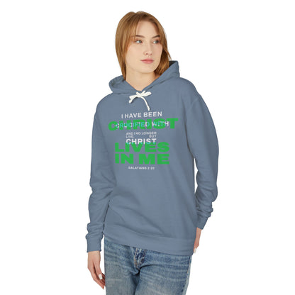 I have been Crucified with Christ "Galatians 2:20" Green 100%Cotton Comfort Color Hoodie