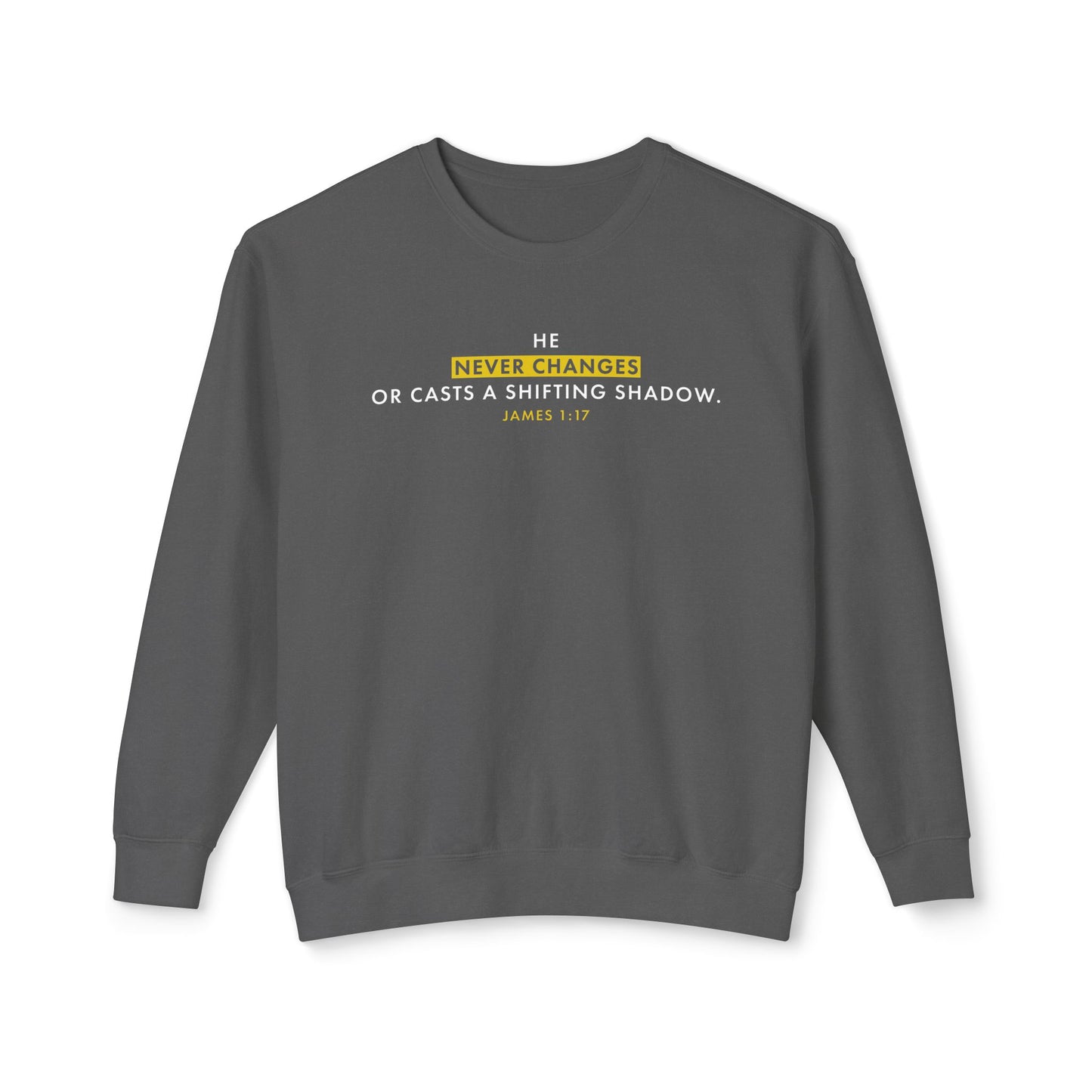 He Never Changes Cotton T-shirt — Faith-Based Christian Sweatshirt