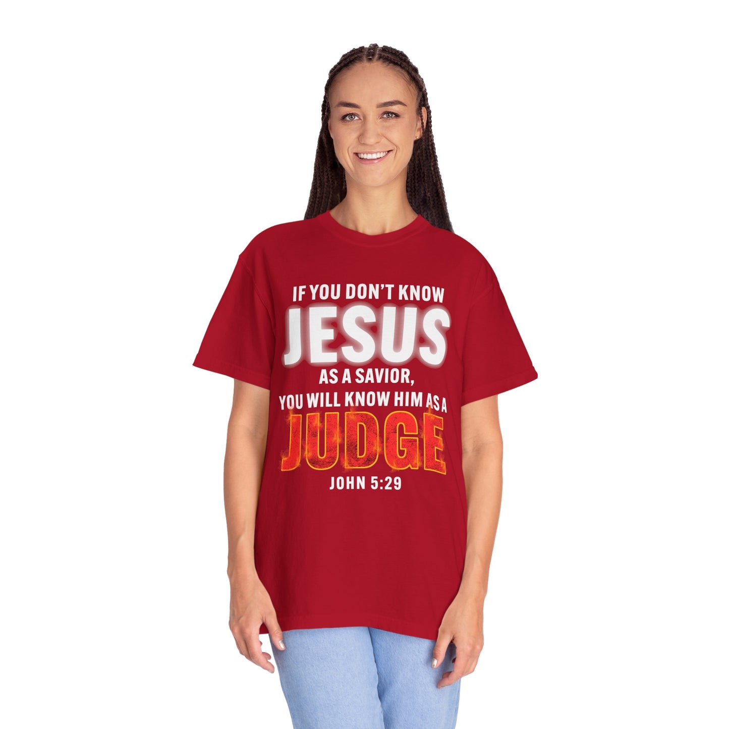 Know Jesus as Savior Cotton T-shirt — Faith-Based Christian Tee