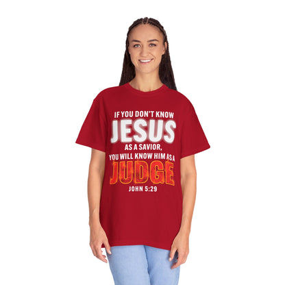 Know Jesus as Savior Cotton T-shirt — Faith-Based Christian Tee