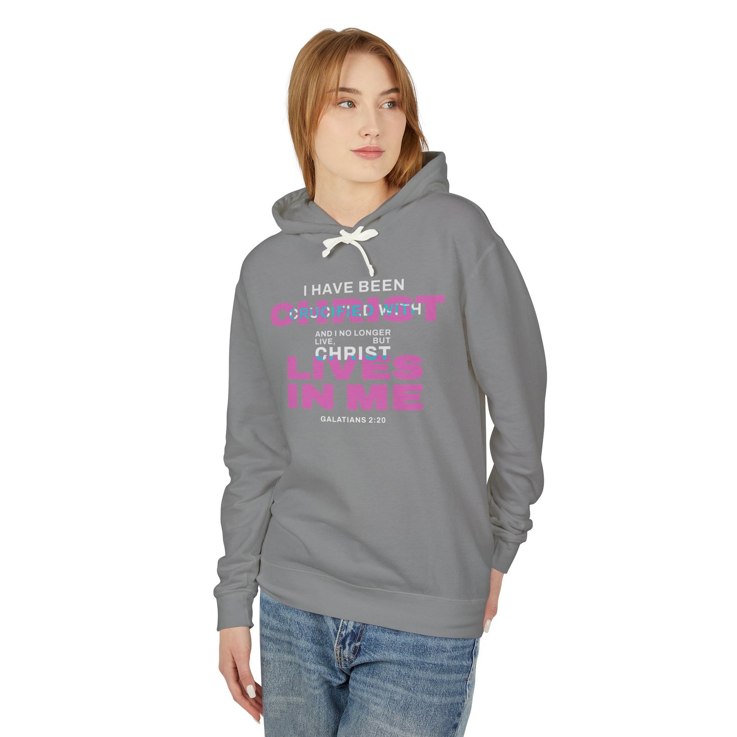 I have been Crucified with Christ "Galatians 2:20" Pink 100% Cotton Unisex Hoodie