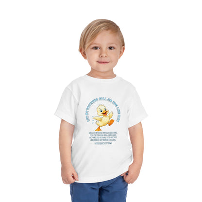Toddler Tee — Cute Duck Graphic with "Let my teaching fall like rain"