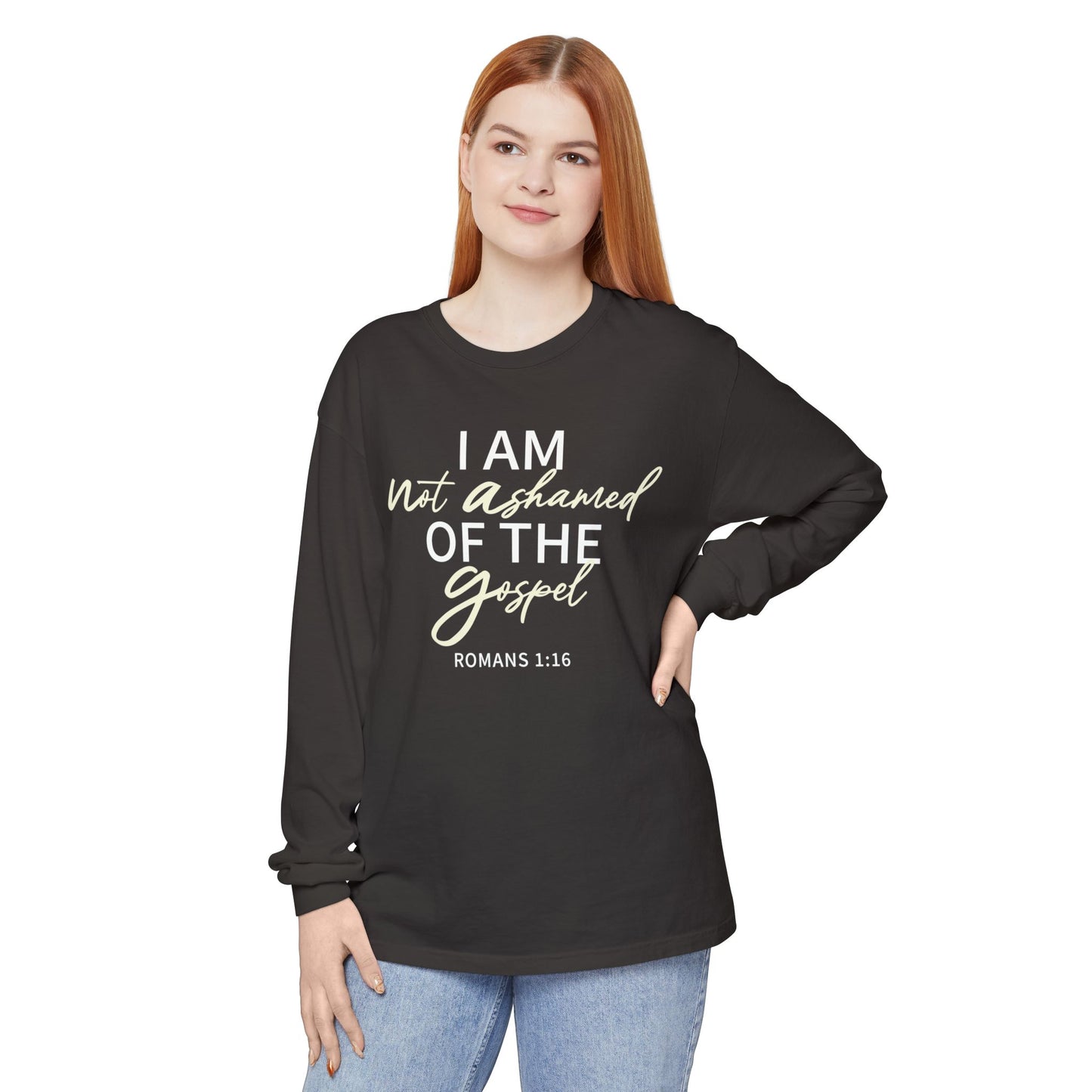 Romans 1:16 Beige 100% Cotton Lon Sleeve Comfort Color
