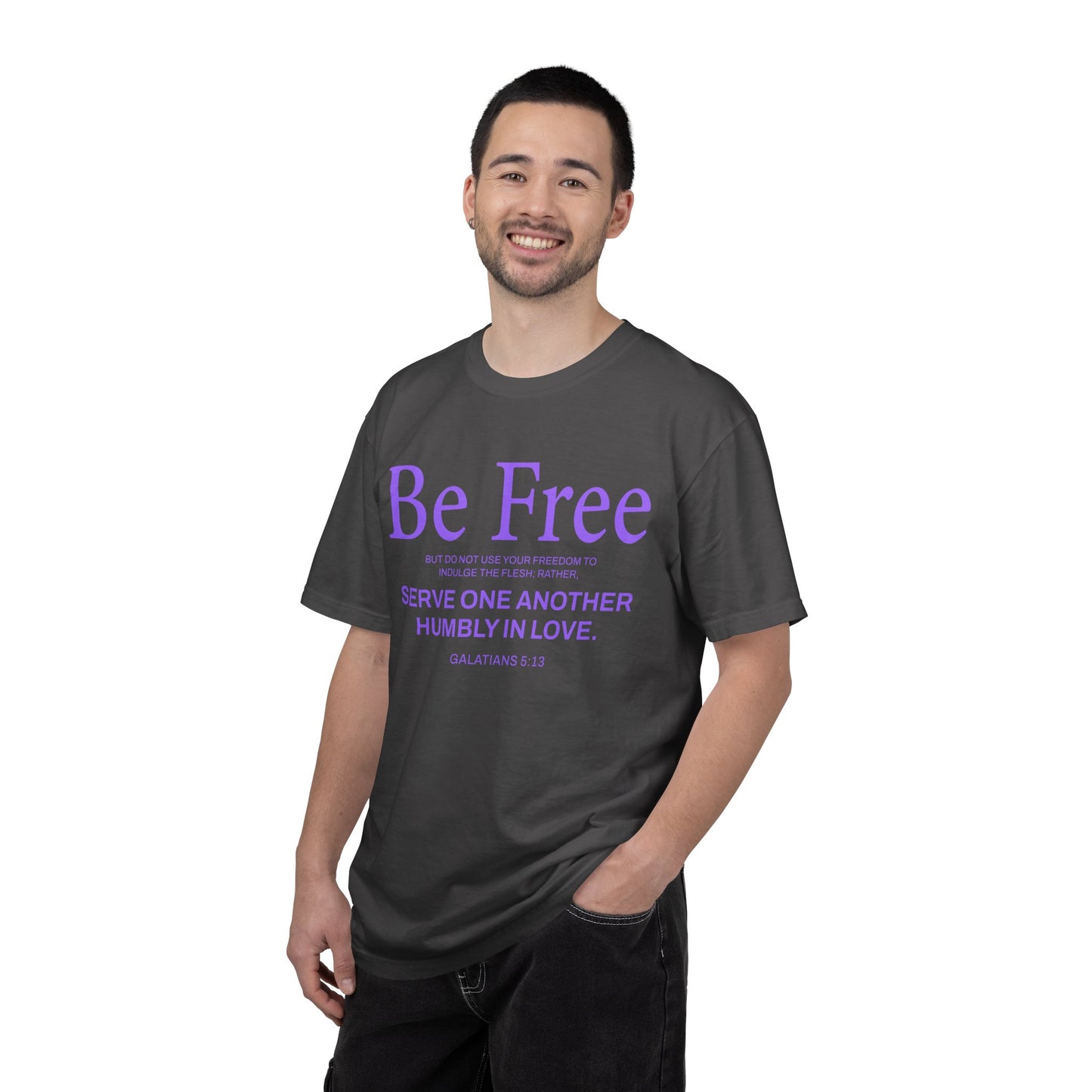 Be Free "Galatians 5:13" PURPLE 100% Cotton T-Shirt