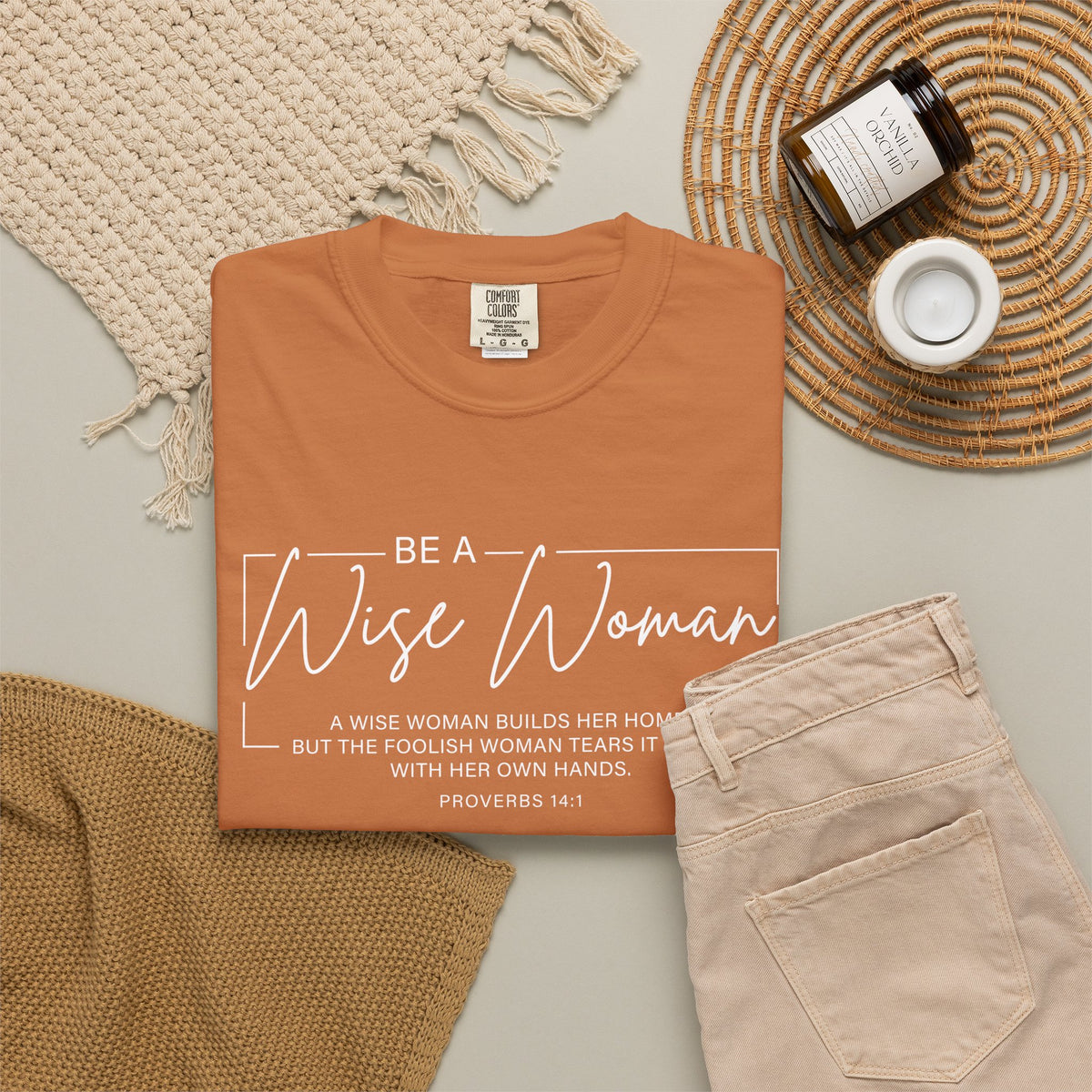 Wise Woman Proverbs 14:1 100% Cotton T-Shirt — Christian Inspirational Tee