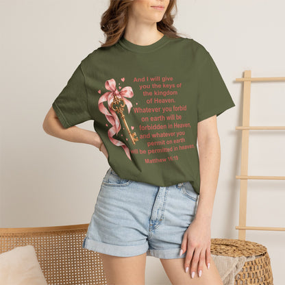 Christian Scripture Keys of the Kingdom T-shirt — Matthew 16:19 Floral Design