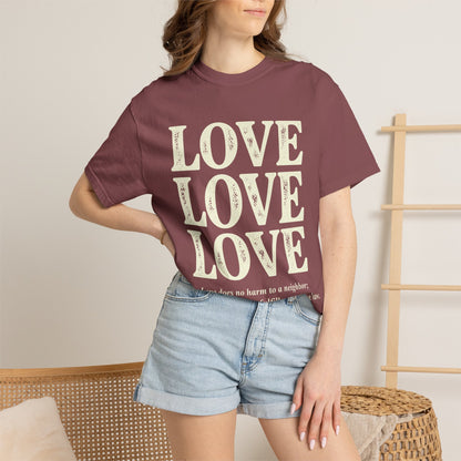 Love Love Love Scripture T‑Shirt — Romans 13:10 Faith Graphic Tee