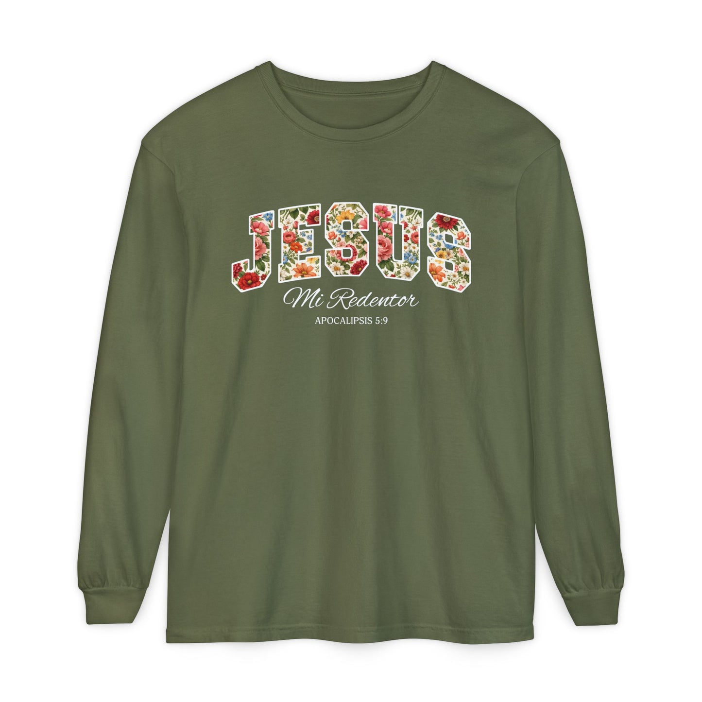 Jesus Mi Redentor Long Sleeve-Shirt — Spanish Christian Faith Tee 100% Cotton