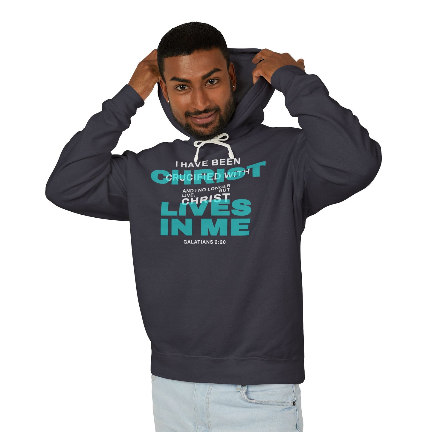 I have been Crucified with Christ "Galatians 2:20" Teal Unisex 100% Cotton Hoodie