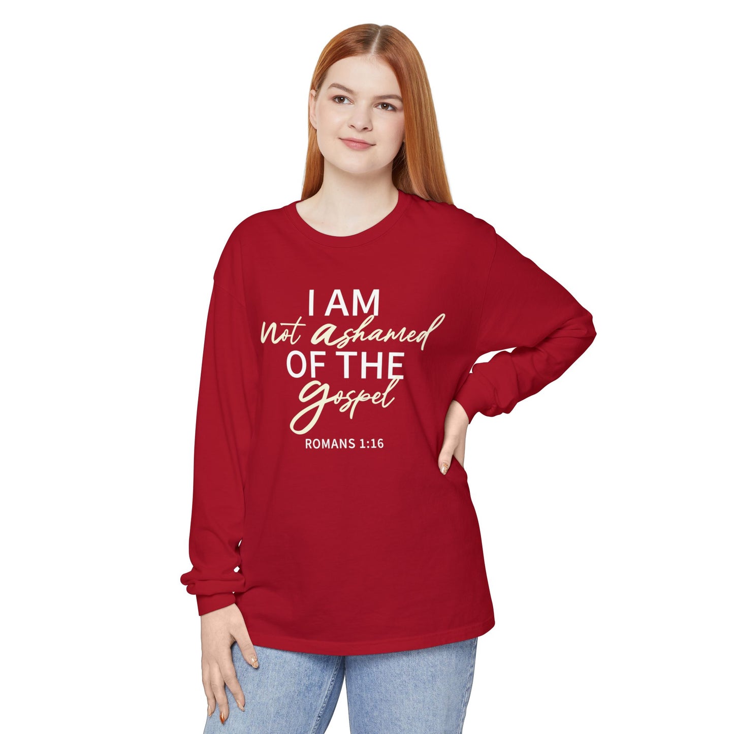 Romans 1:16 Beige 100% Cotton Lon Sleeve Comfort Color
