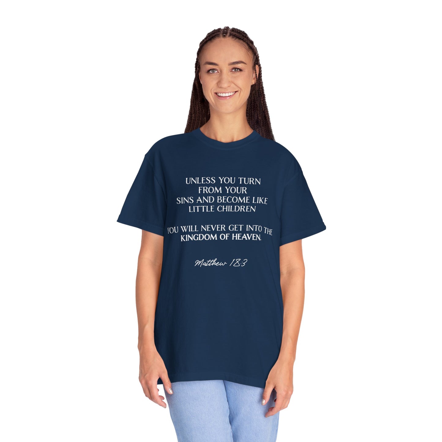 Matthew 18:3 100% Cotton T-shirt — Christian Scripture Tee