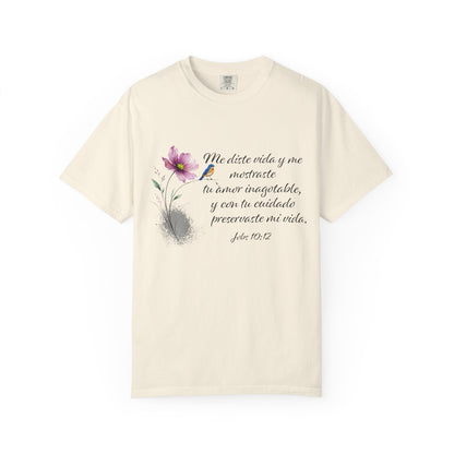 Inspirational Spanish Bible Verse T-Shirt – John 10:12 Floral Tee
