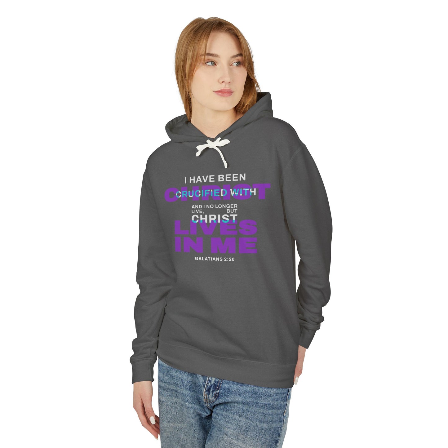 I have been Crucified with Christ "Galatians 2:20"  Purple 100% Cotton Unisex Hoodie
