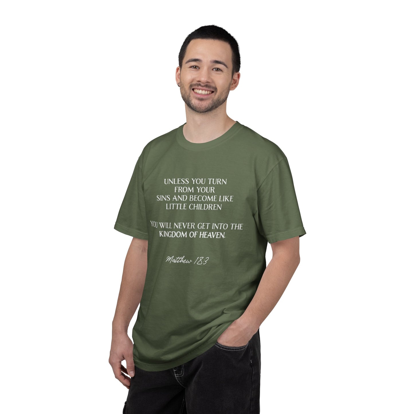 Matthew 18:3 100% Cotton T-shirt — Christian Scripture Tee