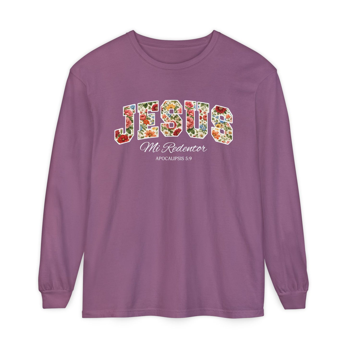 Jesus Mi Redentor Long Sleeve-Shirt — Spanish Christian Faith Tee 100% Cotton