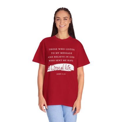 John 5:24 'Eternal Life' T-Shirt — Faith-Based Cotton Tee