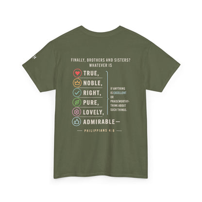 Philippians 4:8 True Noble Right Pure Lovely Adorably Christian T-Shirt