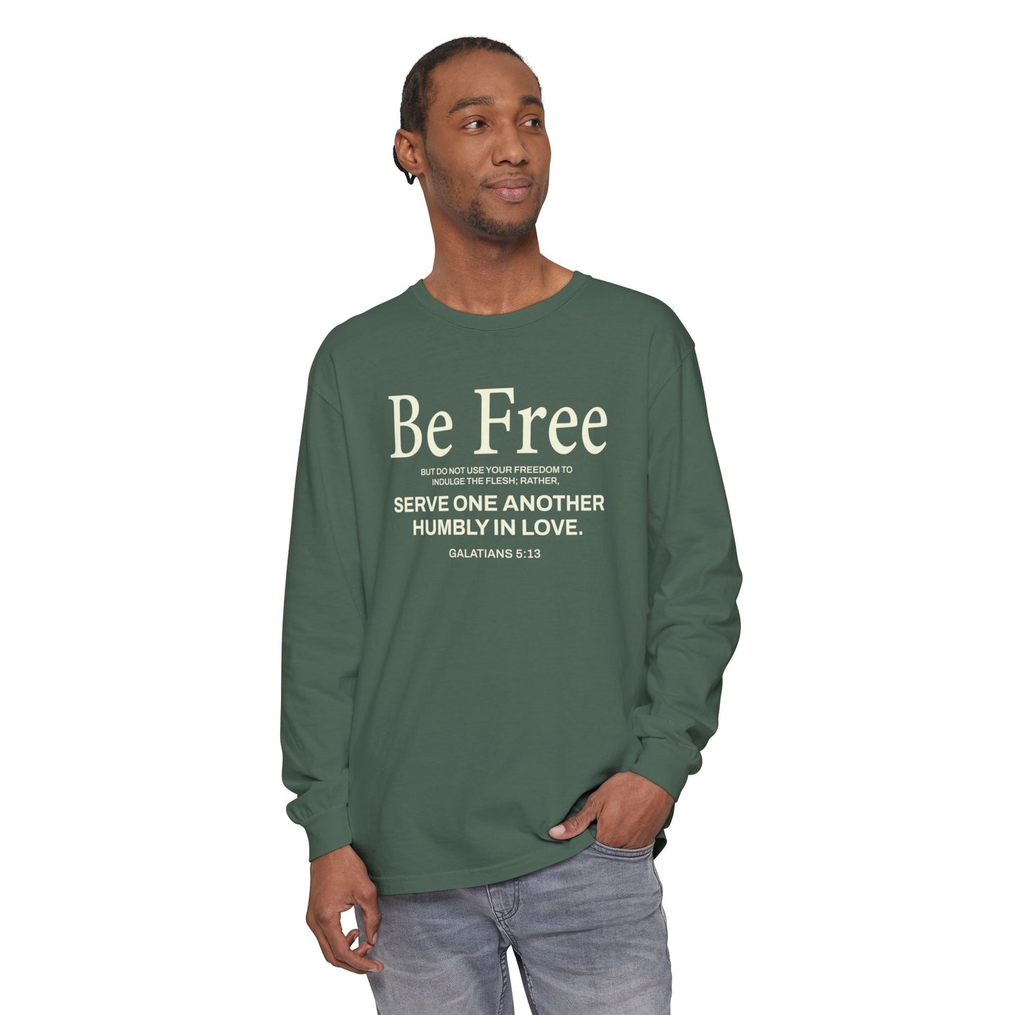 Be Free "Galatians 5:13" BEIGE 100% Cotton Long Sleeve
