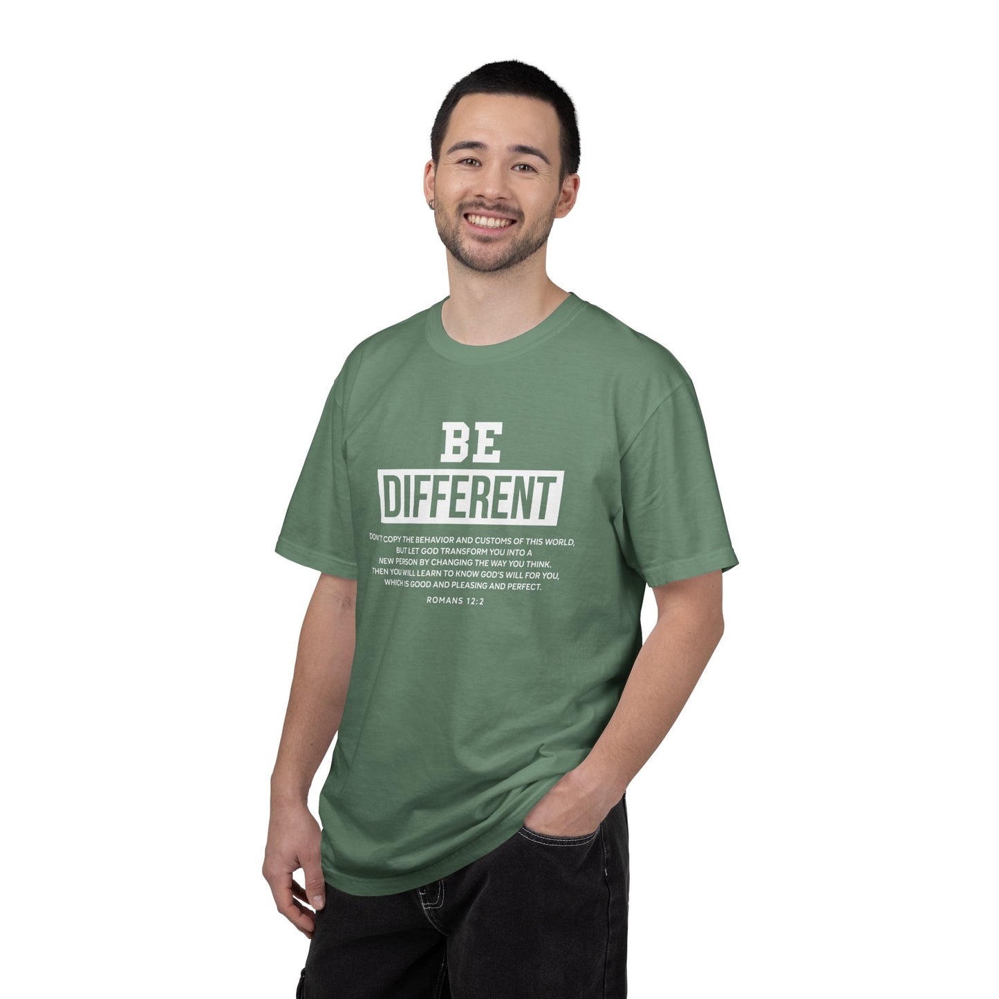 Be Different Romans 12:2 T-Shirt — Christian Faith Graphic T-shirt
