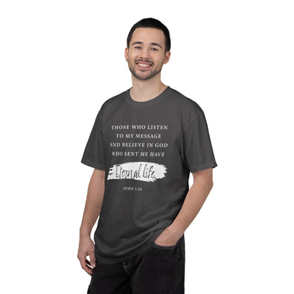 John 5:24 'Eternal Life' T-Shirt — Faith-Based Cotton Tee