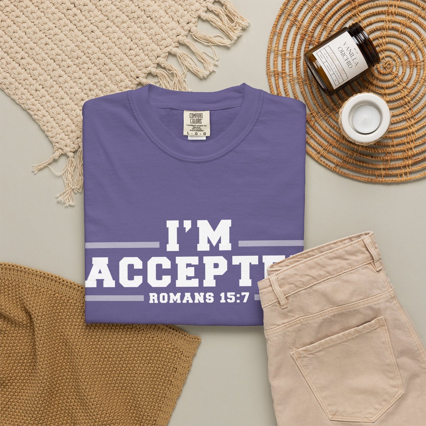 I'm Accepted "Romans 15:7" Cotton T-Shirt — Faith-Inspired Christian Tee