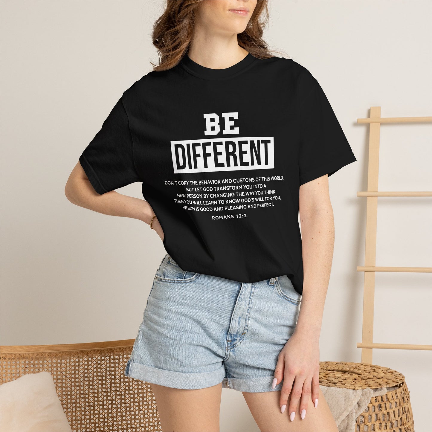 Be Different Romans 12:2 T-Shirt — Christian Faith Graphic T-shirt