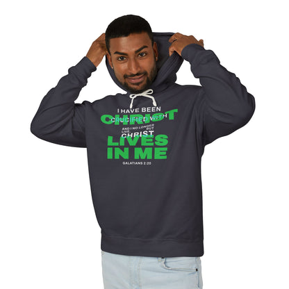 I have been Crucified with Christ "Galatians 2:20" Green 100%Cotton Comfort Color Hoodie