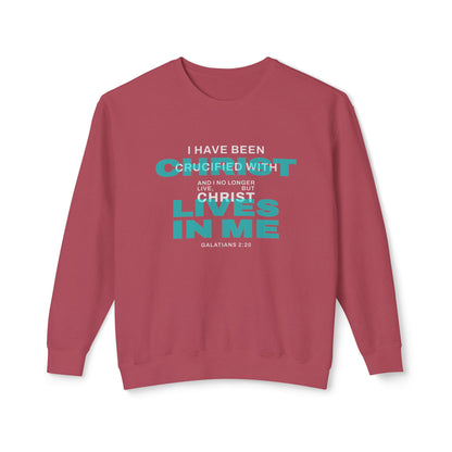 I have been Crucified with Christ "Galatians 2:20" Teal 100% Cotton Sweatshirt