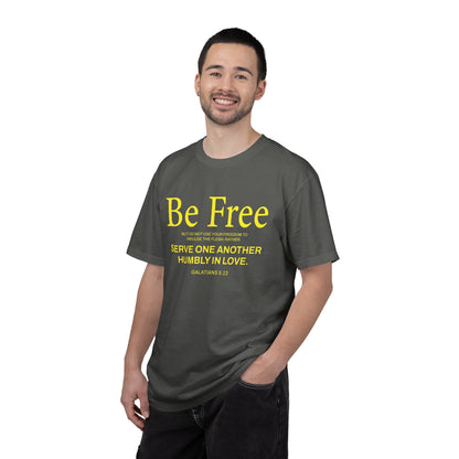 Be Free "Galatians 5:13" Yellow 100% Cotton T-Shirt