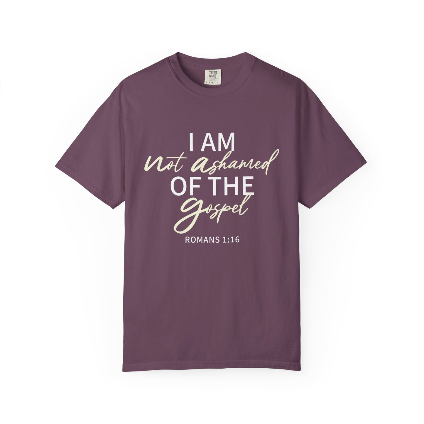 Romans 1:16 T-Shirt — Beige 100% Cotton