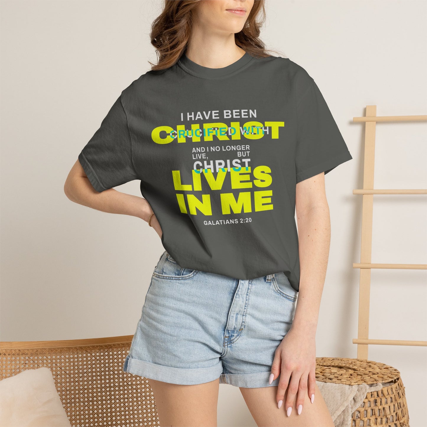 I have been Crucified with Christ "Galatians 2:20" YELLOW 100% Cotton T-Shirt