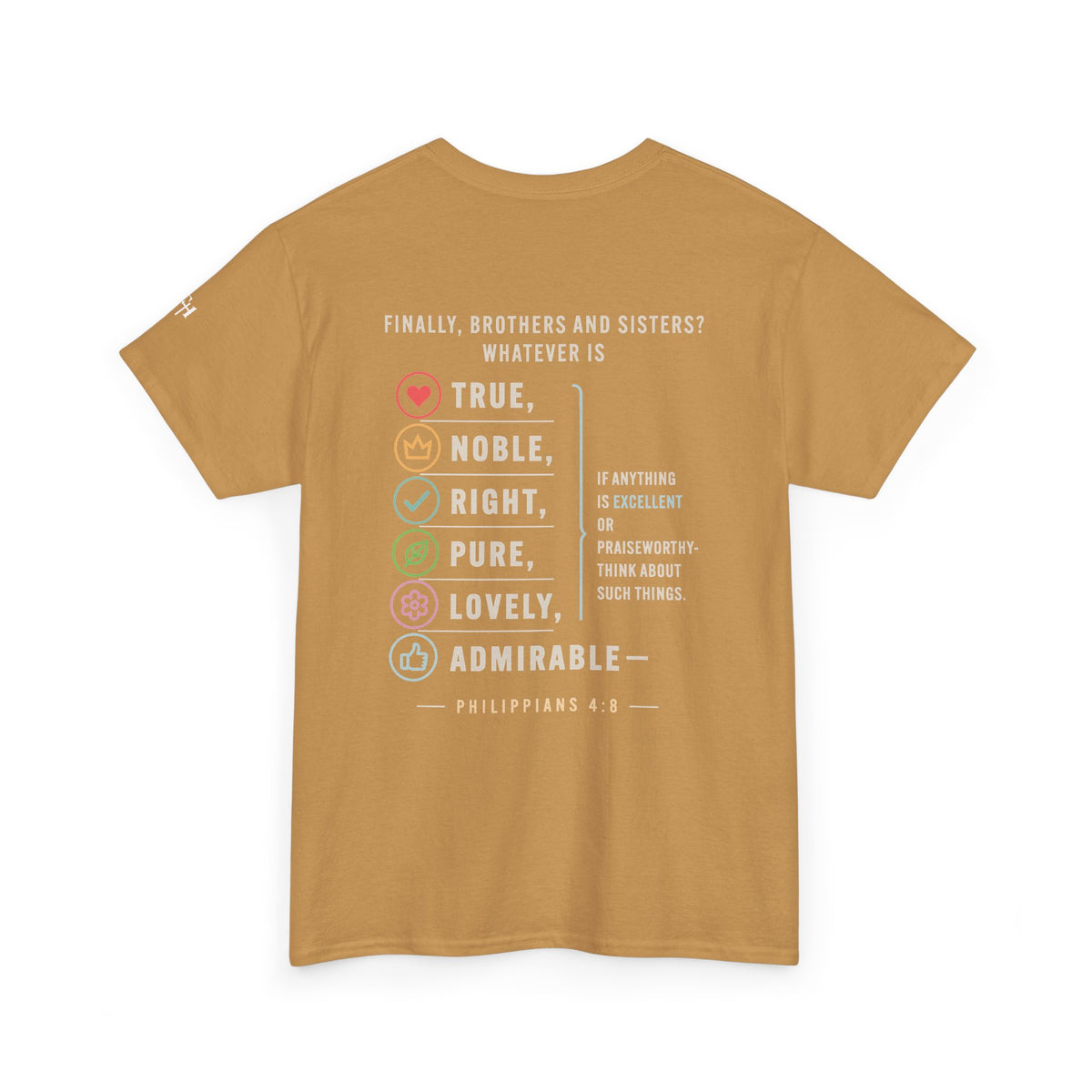 Philippians 4:8 True Noble Right Pure Lovely Adorably Christian T-Shirt