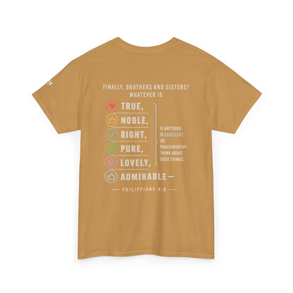 Philippians 4:8 True Noble Right Pure Lovely Adorably Christian T-Shirt