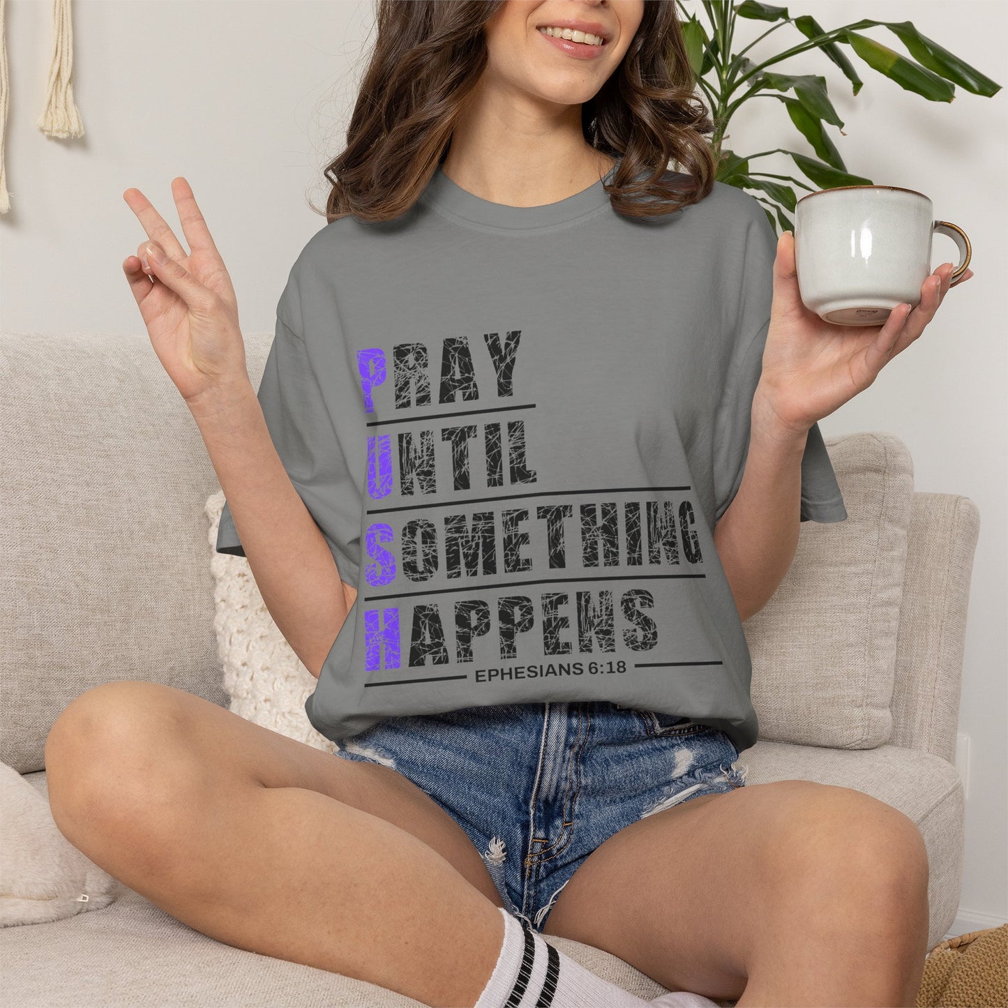 PUSH Ephesians 6:18 100% Cotton Faith & Prayer Graphic Tee
