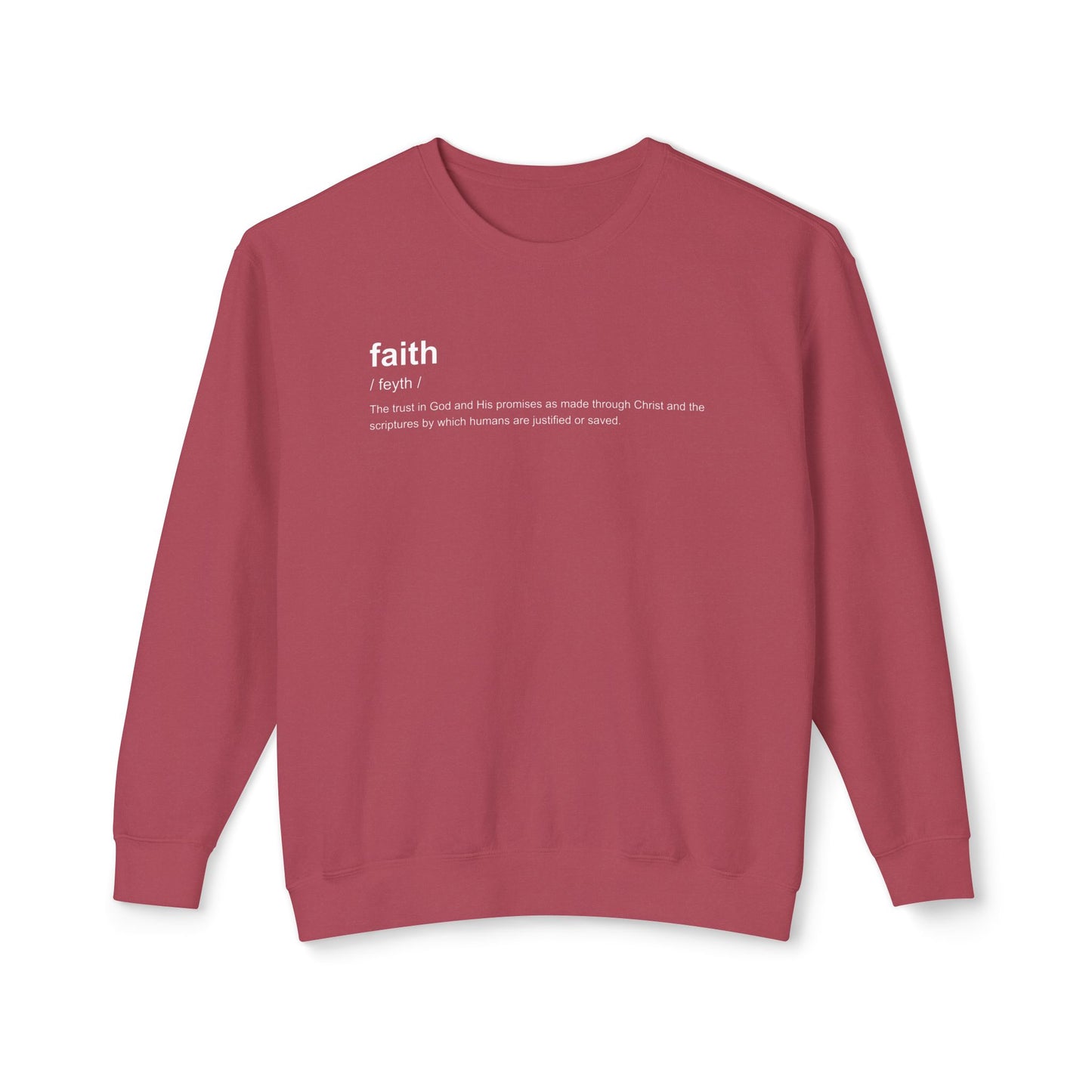 Faith Definition Crewneck Sweatshirt — 'faith definition 100% cotton' Graphic