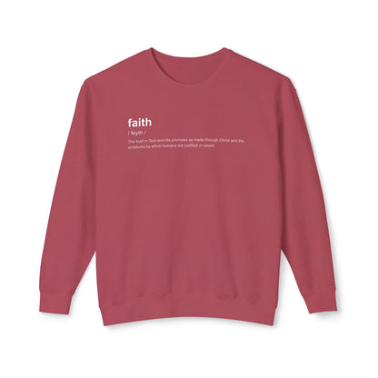Faith Definition Crewneck Sweatshirt — 'faith definition 100% cotton' Graphic