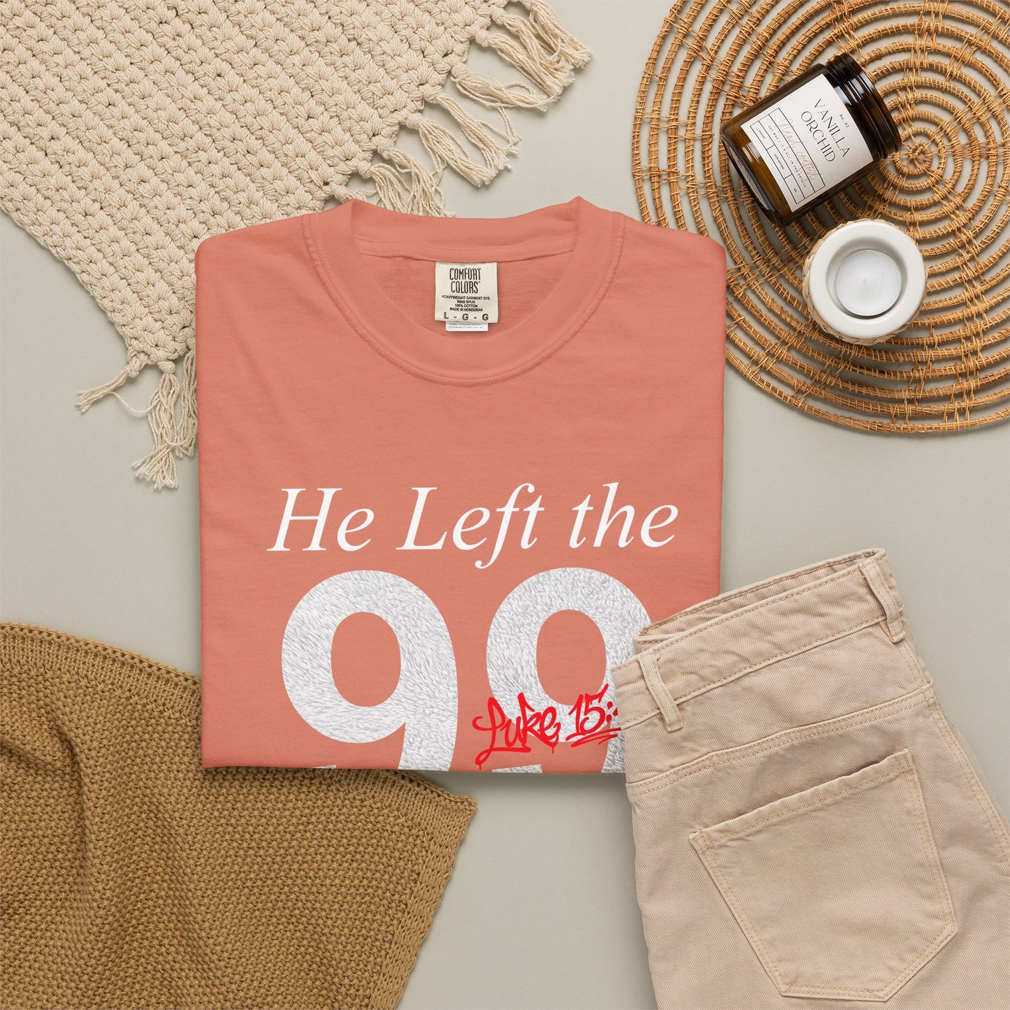 He Left the 99 Luke 15:4-7 T-Shirt — Christian Faith Parable Tee 100% Cotton