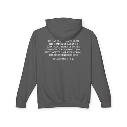 Rescued Colossians 1:13 Cotton Hoodie — Bible Verse Inspirational Hooded Sweatshirt