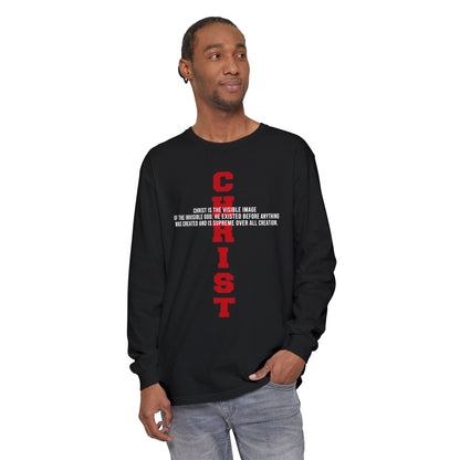 CHRIST the visible image of the invisible God Long Sleeve T‑Shirt — Inspirational Christian Scripture Tee