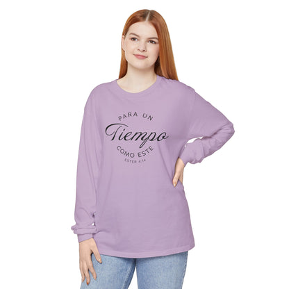 Para un Tiempo Como Este Ester 4:14 100% Cotton Long Sleeve-Shirt — Spanish Wise Woman Bible Verse