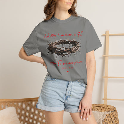 Jesus Crown of Thorns T-Shirt — "Naciste a amarme a Él" Christian Faith Tee