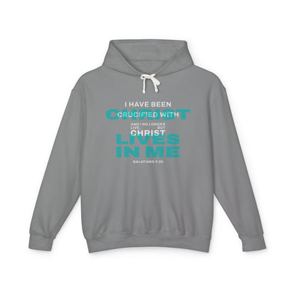 I Have Been Crucified with Christ "Galatians 2:20" Teal 100% Cotton Hoodie